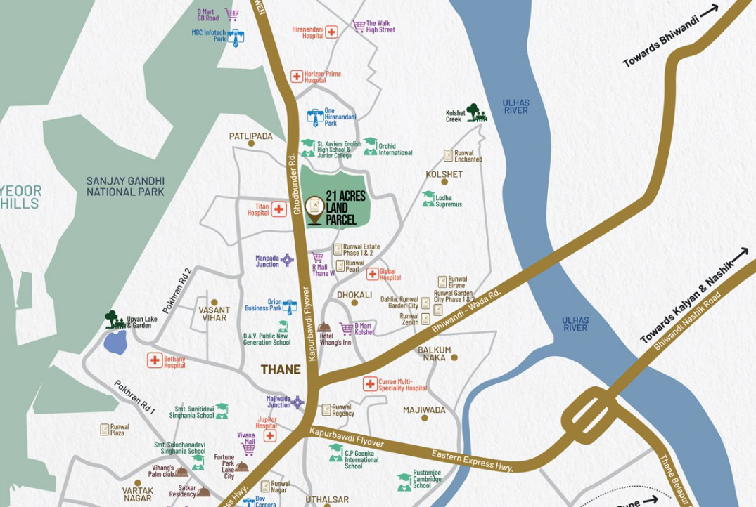 runwal 25 hour life thane location map