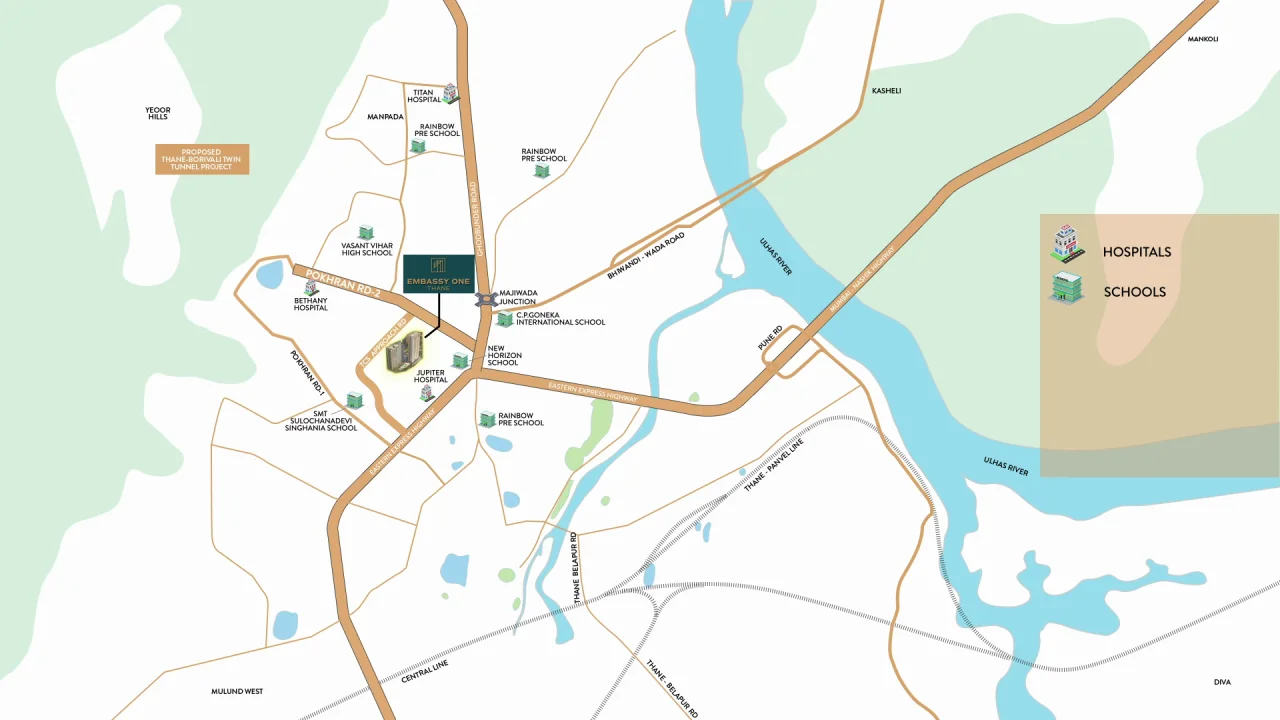 Embassy one Thane Location Map