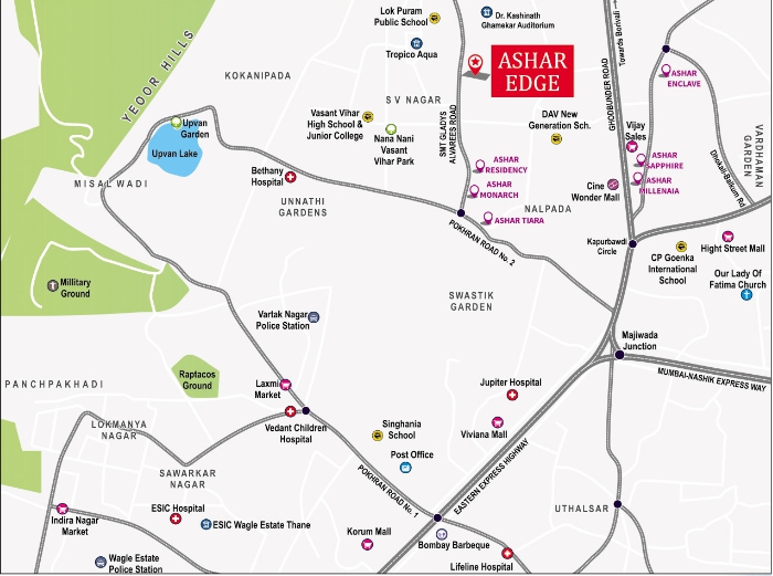 Ashar Edge Pokhran Road Thane Location Map