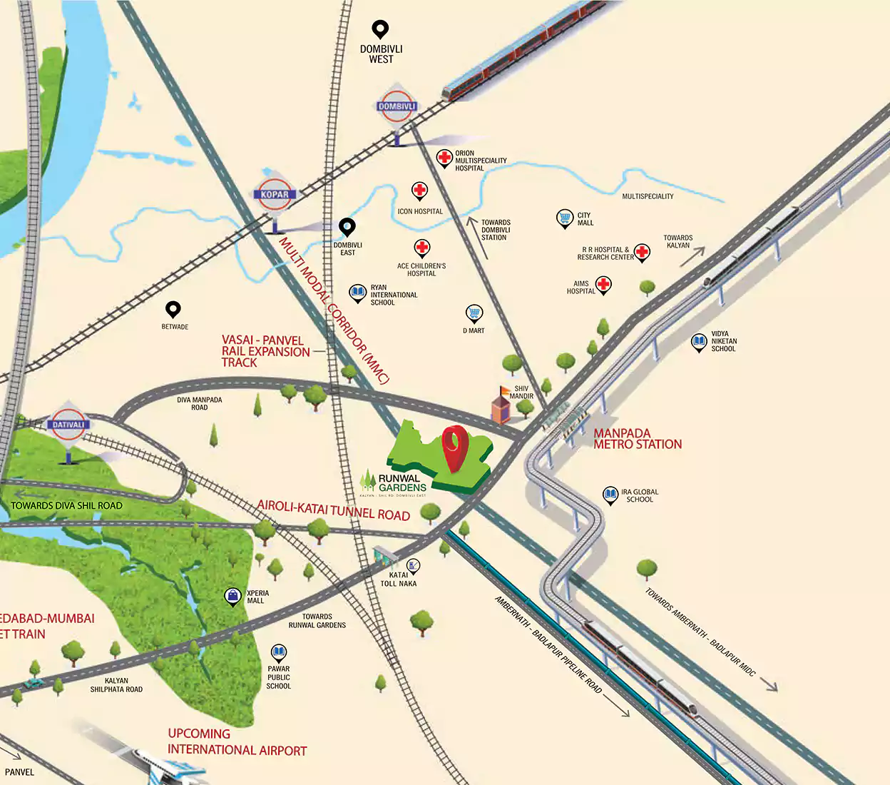 Runwal Garden City Location Map