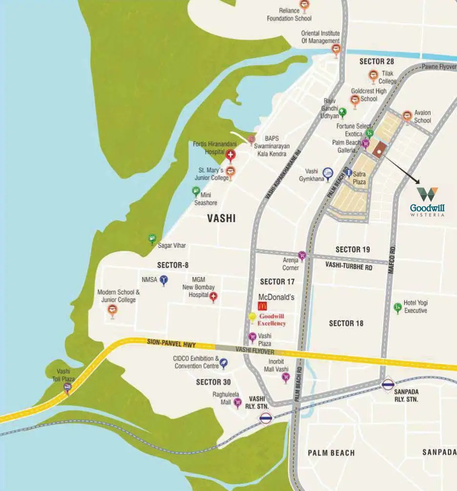 Goodwill Wisteria Vashi Location Map